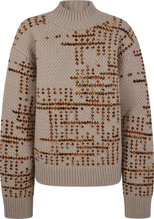 Dries Van Noten Mens Crew Neck Sweater In Mixed Wool - Tan - Size Medium