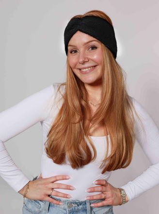 Zwillingsherz Stirnband ZWILLINGSHERZ Rippe, Damen, anthra, Strick, Obermaterial: 100% Kaschmir, M&uuml;tzen Stirnband, breit, gerippt, mit Knotendetail