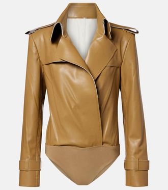 Norma Kamali Double-breasted PU bodysuit
