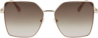 Longchamp Roseau 57mm Gradient Butterfly Sunglasses in Gold/Gradient Khaki at Nordstrom