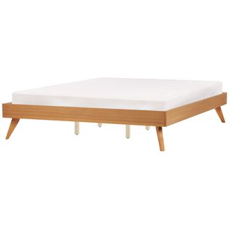 Beliani Cama Moderna Con Somier De Listones De Mdf 180 X 200 Cm Madera De Fresno Natural Berric