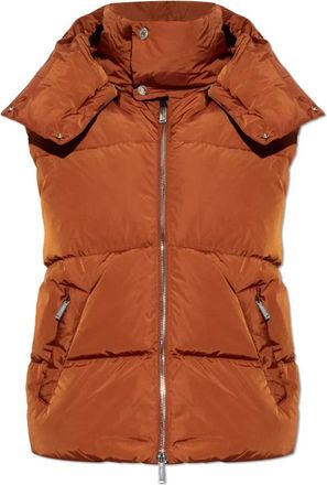Dsquared2 Gewatteerd Vest met Afneembare Capuchon - Heren - Bodywarmers - Oranje - XL - Satijn - Jassen