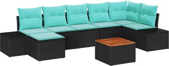 vidaXL Conjunto De Sof&aacute;s De Jard&iacute;n 8 Uds. Negro Rat&aacute;n Sint&eacute;tico Vidaxl