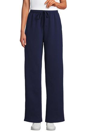 Lands End Serious Sweats High Rise Relaxed Straight Leg Pants in Deep Sea Navy at Nordstrom, Size Small Tall