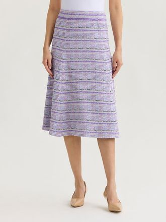 Misook Flared Plaid Tweed Knit Midi Skirt in Biscotti/powder Blue/purple at Nordstrom, Size Xx-Large