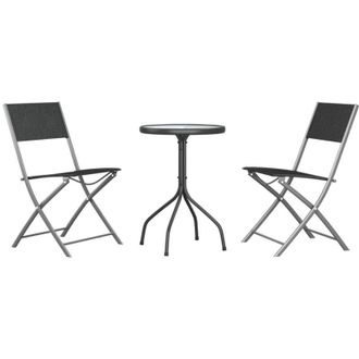 vidaXL Juego De Comedor Para Jard&iacute;n 3 Piezas Acero Negro Vidaxl