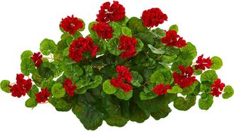 Nearly Natural 24-in Geranium Artificial Ledge Plant in Red/green at Nordstrom