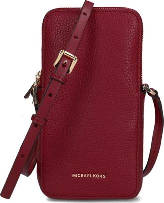 Michael Kors Jet Set Small Pebbled Leather Smartphone Crossbody Tas - Dames - Accessoires - Rood - Maat: ONE Size Leer
