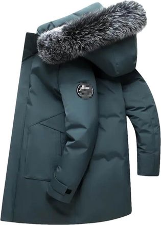 Generic Autumn Winter Men Windproof Down Jacket Coats Mens Warm White Duck Down Hooded Jacket Parkas Multi Pockets Male Blue XL