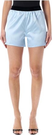 Tom Ford Stretch Silk Satin PJ Shorts - Dames - Bermuda - Blauw - M - Satijn - Korte Broeken