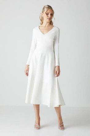 Coast V Neck Full Skirt Midi Wedding in Ivory at Nordstrom, Size 10