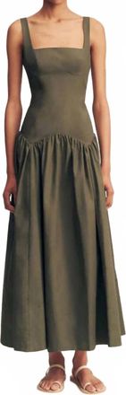 Shona Joy Maiori Square Neck Midi Dress In Army Green