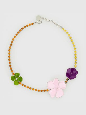 Marni Collana Marni in ottone con strass e fiori