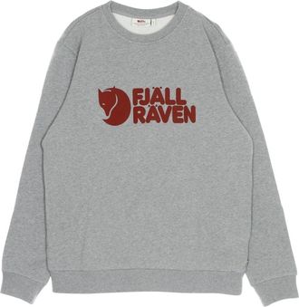 Fj&auml;llr&auml;ven Grijze Melange Logo Crewneck Sweatshirt - Heren - Sweatshirts - Grijs - XL - Katoen - Hoodies & sweatvesten