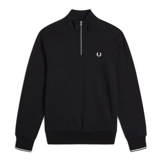 Fred Perry Sweatshirts, male, Black, S, Half Zip Sweatshirt Black Striped Back