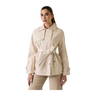 Guess Korte trenchcoat van imitatieleer - Dames - Mantels - Beige - Maat: M Leer