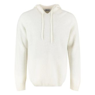 THE (ALPHABET) Hoodies, male, Beige, L, Ribbed Knit Hoodie in Lambswool Cashmere