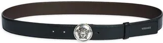 Versace Medusa Buckle Leather Belt in Black-Palladium 82 at Nordstrom, Size 115