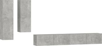 vidaXL Vidaxl - Set De Muebles De Tv 4 Pzas Madera Contrachapada Gris Hormig&oacute;n