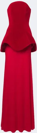 DAVID KOMA Peplum strapless gown
