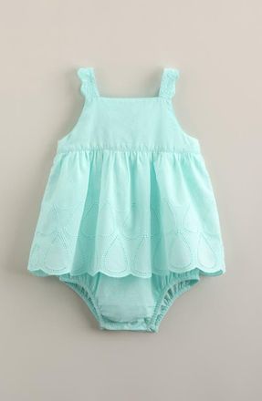 Nordstrom Scallop Skirted Bodysuit in Teal Delight at Nordstrom, Size 12M