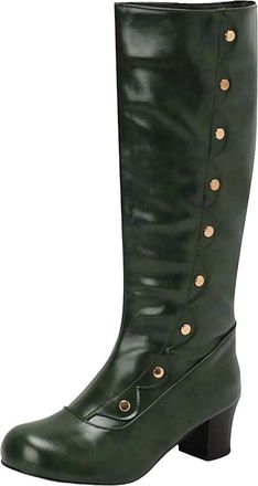 Generic Womens Knee High Boots Rivet Decor Western Style Vintage Long Booties