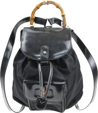 Gucci Pre-owned Backpacks, female, Black, Size: ONE SIZE Pre-owned Vintage Bamboo Handle Backpack