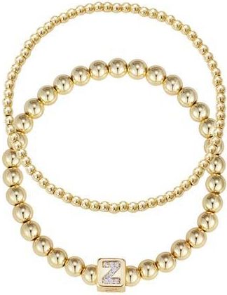 Adornia Set of 2 Gold Plated Stretch Bracelets in Gold-Z at Nordstrom Rack