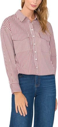 Vince Camuto Striped Long Sleeve Button-Up Shirt in Bloom Plum at Nordstrom, Size X-Small