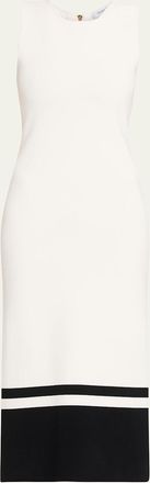 Prabal Gurung Sleeveless Compact Knit Two-Tone Midi Dress