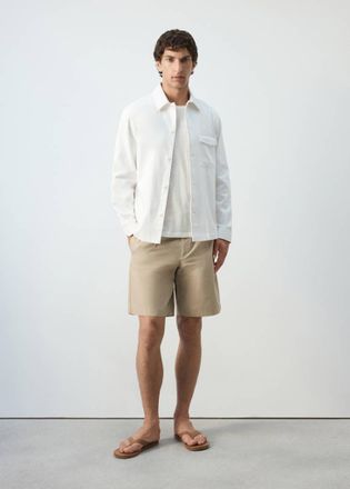 Mango Bermuda misto cotone lyocell pinces beige - Uomo - 44 - MANGO MAN