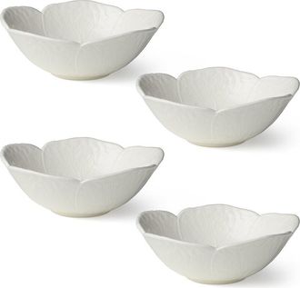 Certified International Le Jardin Set Of 4 White Cabbage 3D Cereal Bowls