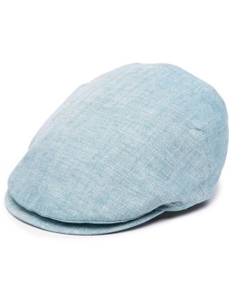 Borsalino linen flat cap - men - Linen/Flax - L - Blue