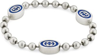 Gucci Bracelet in sterling silver and blue enamel with Interlocking G details