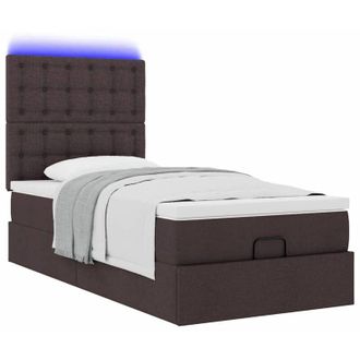 vidaXL Estructura Cama Otomana Colch&oacute;n Tela Marr&oacute;n Oscuro 80x200cm Vidaxl