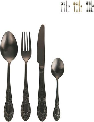Villa D'Este Home Tivoli servizio posate villa deste in acciaio nero satinato, 24 pezzi