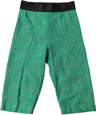 Dolce & Gabbana Geborduurde Kant Shorts in Levendig Groen - Dames - Leggings - Groen - S - Katoen - Broeken
