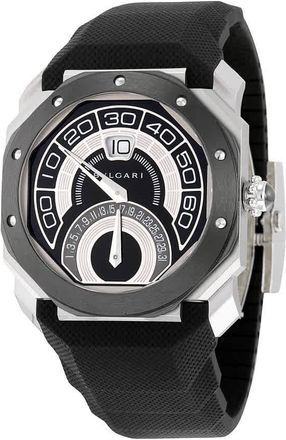 Bulgari Octo Retrogradi Black Lacquered Dial Black Rubber Mens Watch 101831