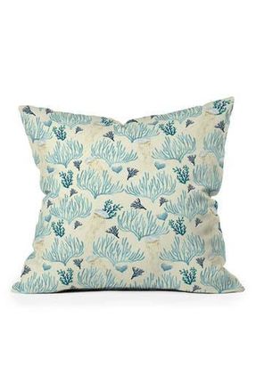 Deny Designs Coral Yellow Square Throw Pillow in Blue at Nordstrom Rack