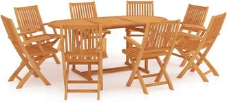vidaXL Conjunto De Comedor De Jard&iacute;n 9 Piezas Madera Maciza De Teca Vidaxl