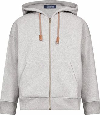 Max Mara Zip-through hoodie - Dames - Sweatshirts & Hoodies - Grijs - Maat: S Katoen
