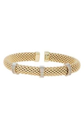 Meshmerise Pav&eacute; Diamond Station Bangle Bracelet - 0.10 ctw in Yellow at Nordstrom Rack
