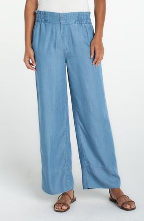 Liverpool L.A. Cinch Waist Wide Leg Denim Pants in Sunlit Blue at Nordstrom, Size X-Large P