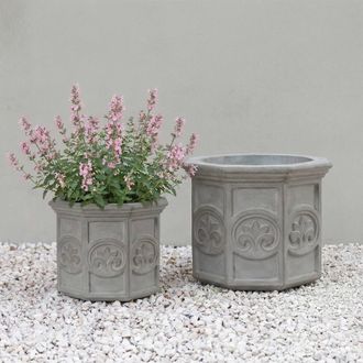 PRIMROSE Galgano Hexagon Shaped Concrete Planter in Grey | Size: Small