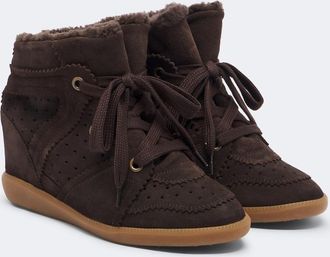Isabel Marant Bobby shearling-lined suede wedge sneakers