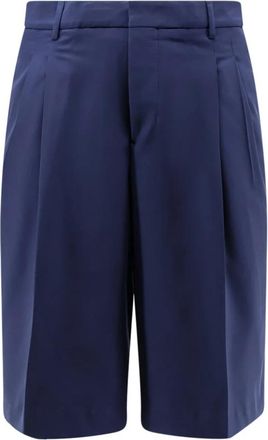 Ami Virgin Wool Pleated Shorts - Heren - Korte Broeken - Blauw - W44 - Wol - Korte Broeken