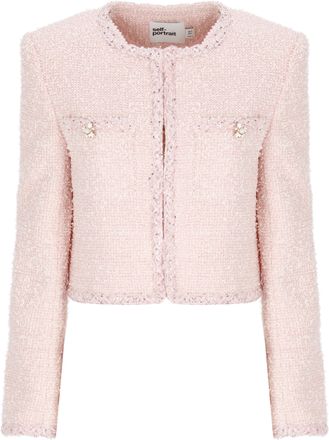 Self Portrait Pink Boucle Jewel Buttons Blazer