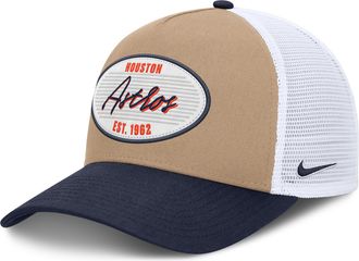 Nike Houston Astros Rise Nike Mens MLB A-Frame Trucker Adjustable Hat in Brown | NB1F0JOAHUS-G3T