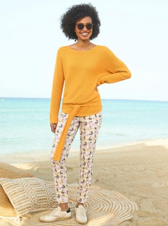 Heine Strickpullover HEINE Pullover, Damen, Gr. 34, gelb (ocker), 50% Baumwolle, 50% Polyacryl, unifarben, Pullover Strickpullover