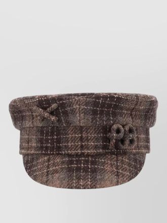 Ruslan Baginskiy checked pattern hat textured fabric bow